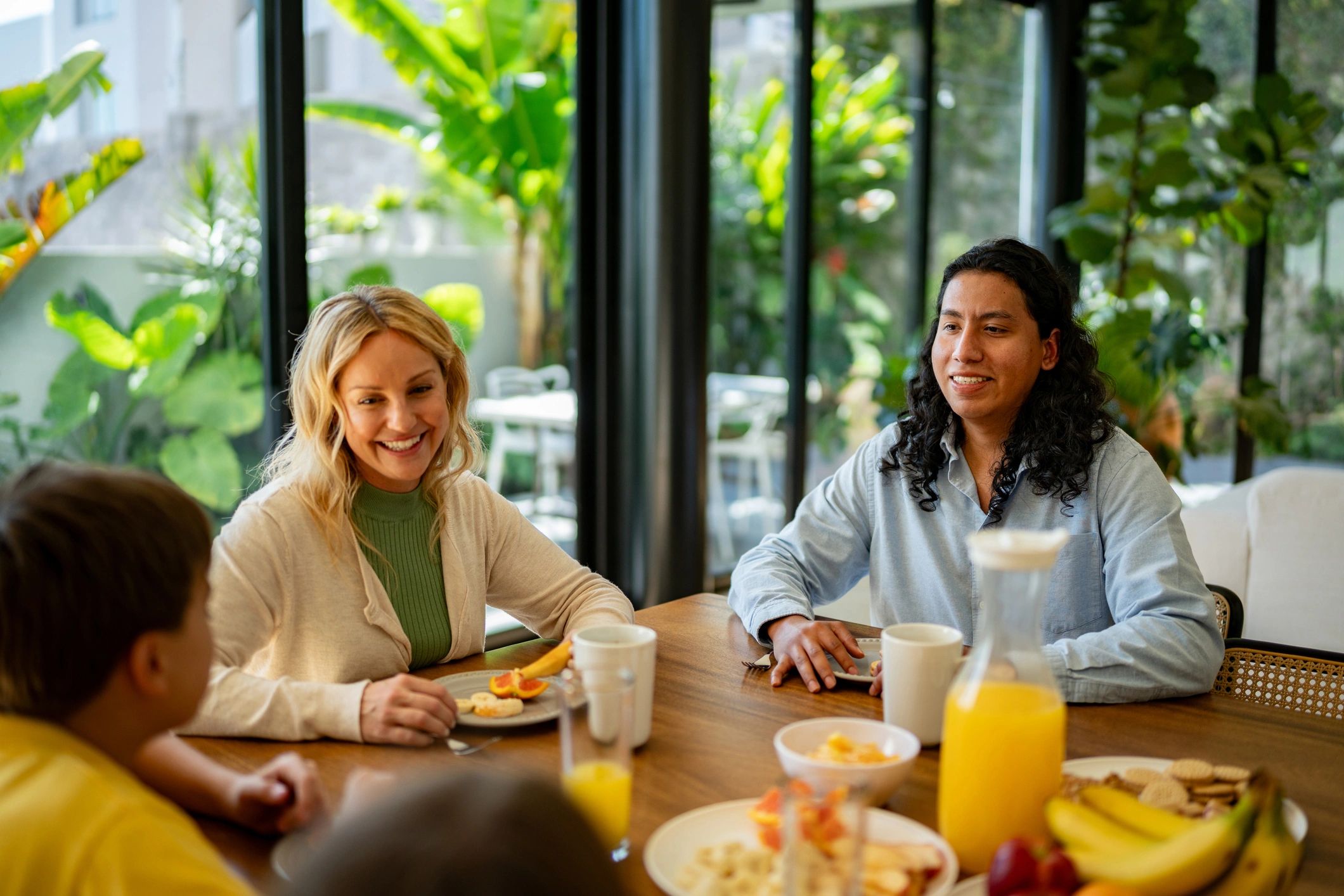 Family sharing a healthy breakfast together